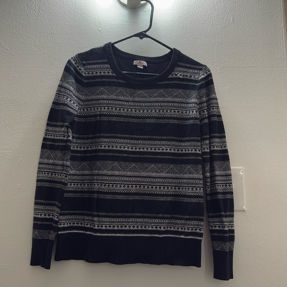 Black and white long sleeve sweater